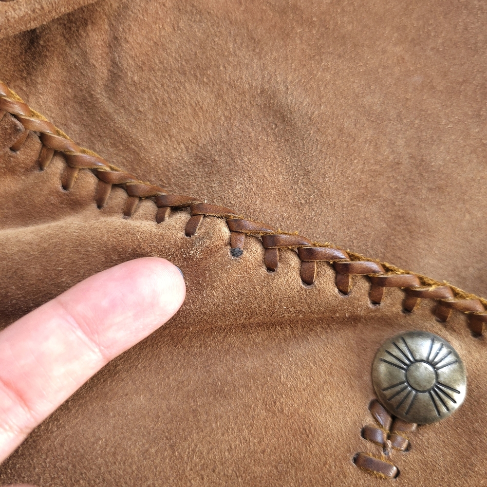 RARE Vintage Ralph Lauren Western Boho Suede Whip Stitch Tooled Leather Jacket - Picture 12 of 13